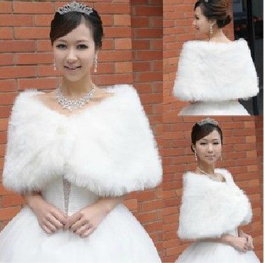 재고 흰색 가짜 모피 결혼식 신부 겨울 랩 숄 스카프 추운 날씨 코트 2593