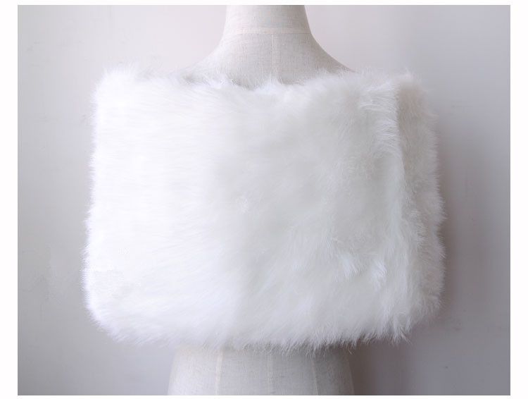 Gratis frakt i lager Vit Faux Fur Bröllop Bröllop Vinter Wrap Shawl Scarf Cold Weather Coat