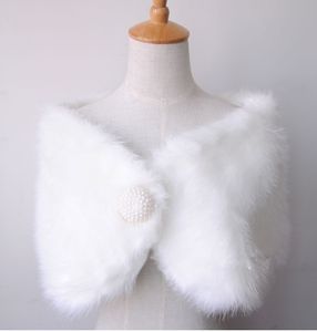 In Stock white Faux Fur Wedding Bridal Winter Wrap Shawl Scarf Cold Weather Coat231W