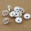Gratis frakt Hot DIY 10mm vit (b rhinestone) kristall spacer pärlor smycken fynd silverpläterad