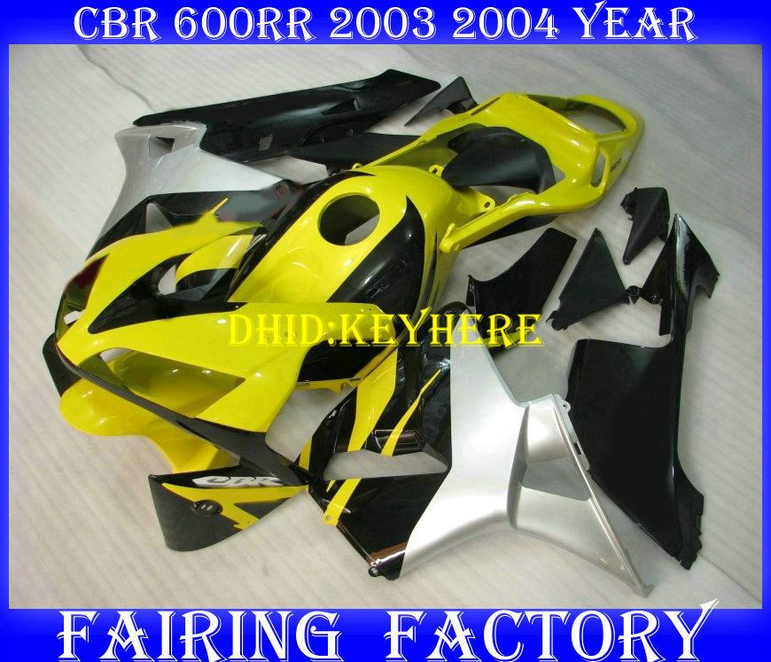 Injektion Custom Yellow Black ABS Fairing för Honda 2003 2004 CBR 600RR 03 04 CBR600RR F5 Fairings