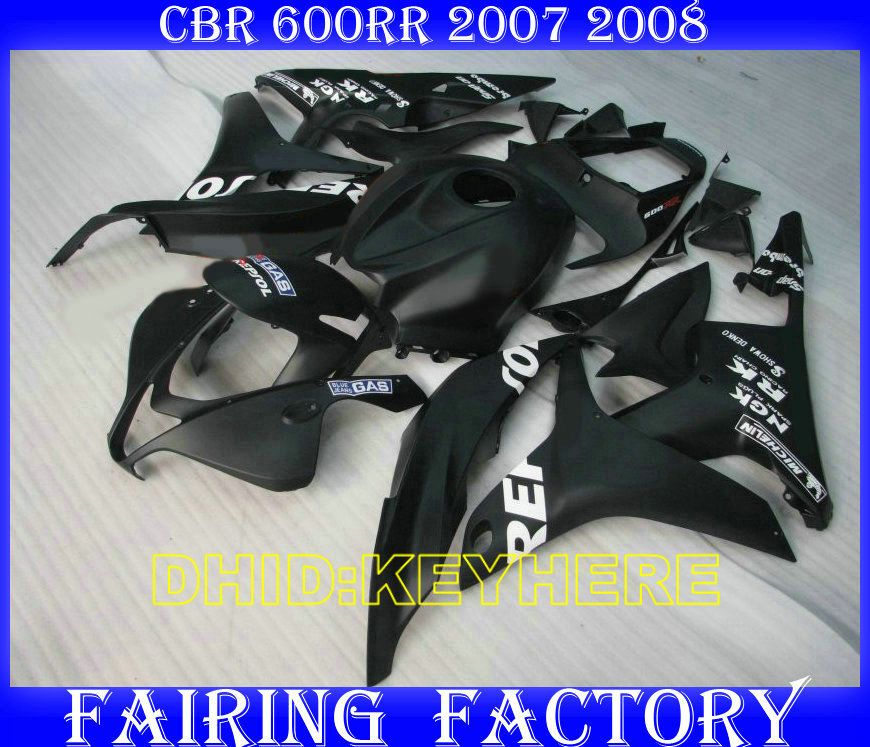Wtrysk Matowy Black Repsol ABS wmywania dla Honda 2007 2007 CBR600RR 07 08 CBR600 RR F5 Ciała
