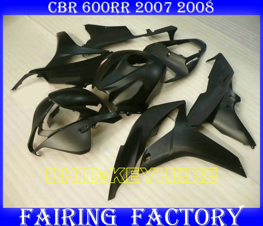 Injection all matte black ABS fairings for HONDA 2007 2008 CBR600RR 07 08 CBR 600RR F5 body kits