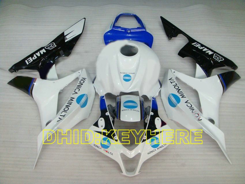 2 gifts white/blue motorcycle racing fairings for HONDA 2007 2008 CBR600RR 07 08 CBR 600RR F5 body