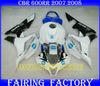 2 cadeaux carénages de course de moto blanc/bleu pour HONDA 2007 2008 CBR600RR 07 08 CBR 600RR F5 corps