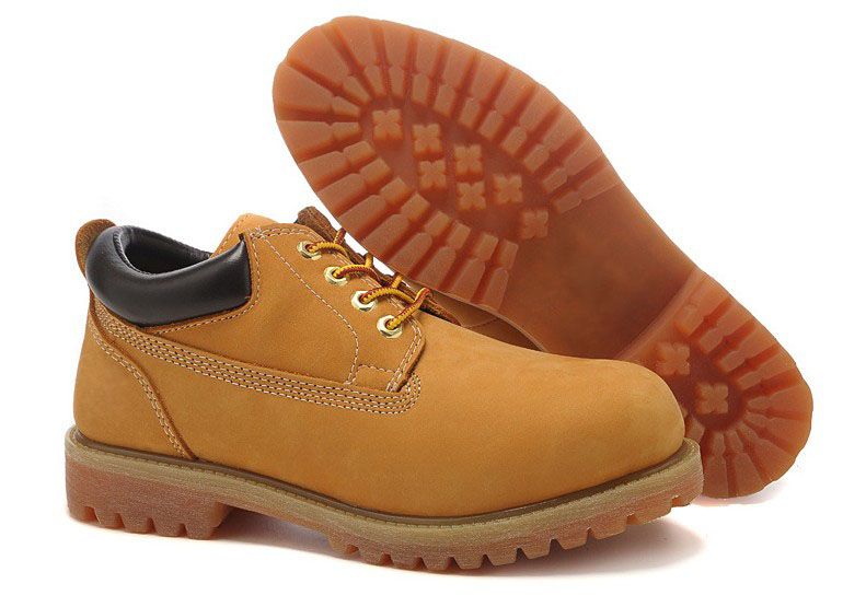 Mens Low Top Lace Up Leather Boots,Yellow Outdoor Waterproof Sports