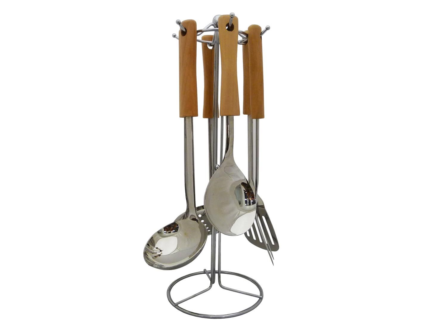 Stainless Steel Kitchen Utensil Ladle Spatula Set White Cookware