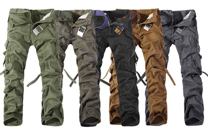New Spring Multi Pocket Cargo Pants Men Loose Casual Pants Men Khaki ...