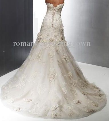 Hot Sale Strapless Court Train Lace Real Picture Wedding Dress P1091 ...