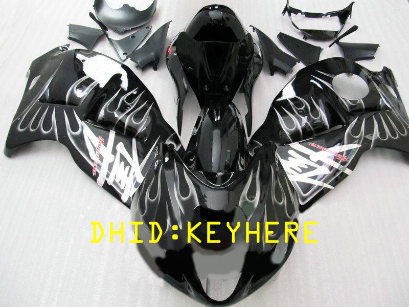 NS05 SUZUKI için beyaz alev ABS moto yarış Fairing KITI 1996-2007 GSXR1300 GSX R1300 96 07 hayabusa