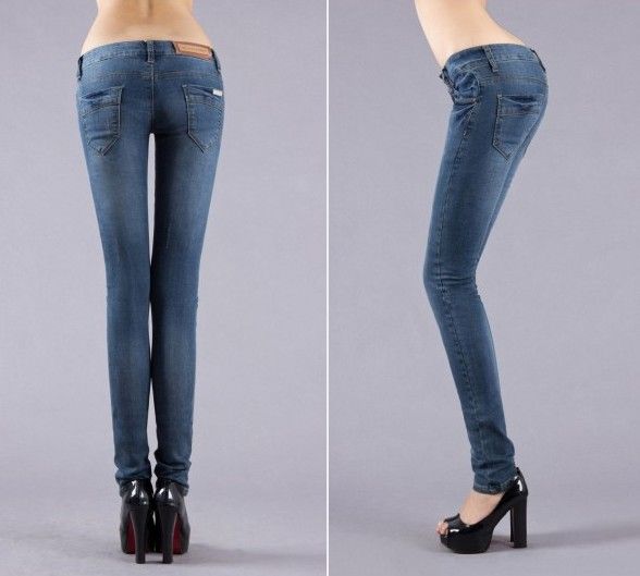 New Women's Jeans Washed Grinding White Tight Feet Trousers Jeans ...
