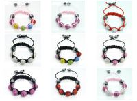 Wholesale 20pcs mm Mrico Pave Disco Crystal Beads Colorful Knit Bracelet Children Bracelet