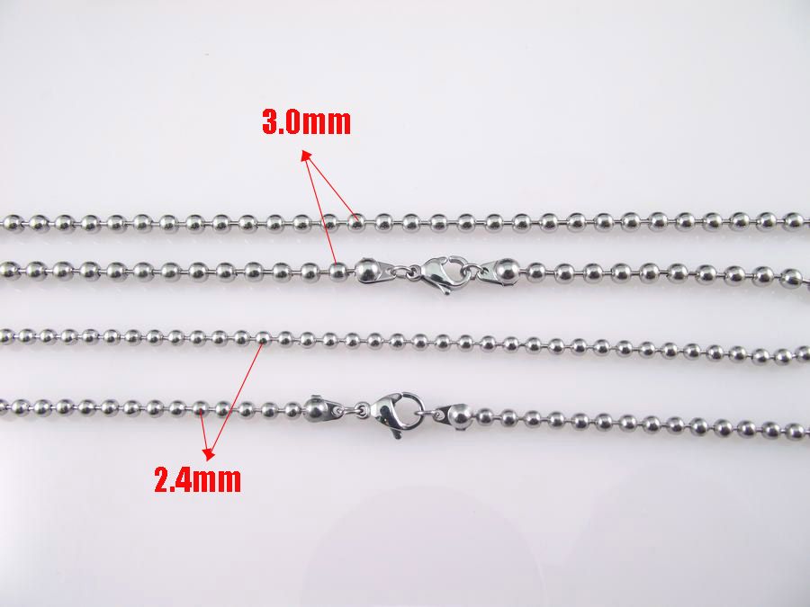 Cadena de cuentas de acero inoxidable de alta calidad de 3 mm con collar de corchete de langosta collar de bola venta caliente / 36-81cm 14 '' - 32 pulgadas ZX012B