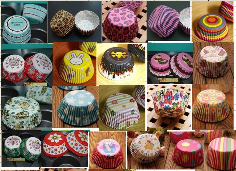 Çeşitli 30 Stiller Tatil Partisi Pişirme Kupası Kek Kağıt Gömlek Muffin Cups XB