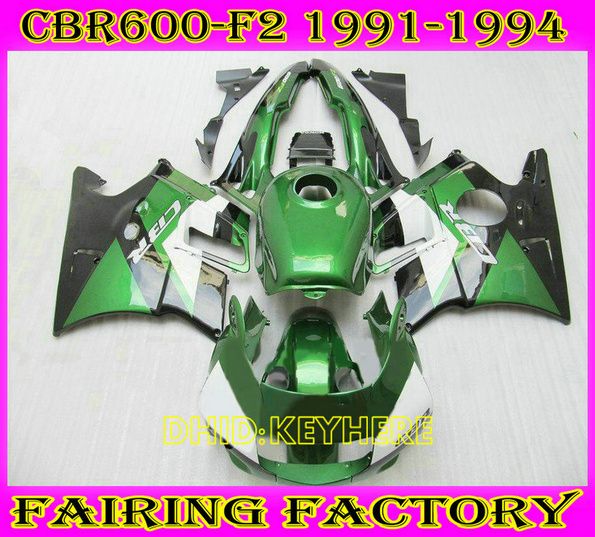 Verde / branco ABS Racing carenagem para Honda CBR600F2 91 92 93 94 CBR600 F2 1991 1992 1993 1994 bodykits