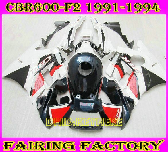 أبيض / أزرق داكن fairing لهوندا CBR600F2 91 92 93 94 CBR600 F2 1991 1992 1993 fairings