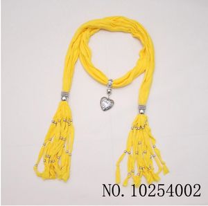 Wholesale Yellow Scarf jewelry Pendant necklace Popular womens Soft scarves Jewellery Mix Colors Hellosport86