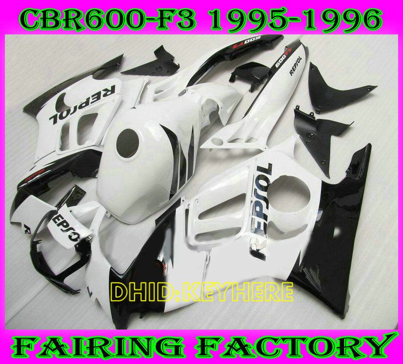 Weiß Repsol Spritzgussverkleidung für Honda CBR600F3 95 96 CBR 600 F3 1995 1996 cbr600 f3 Bodykit