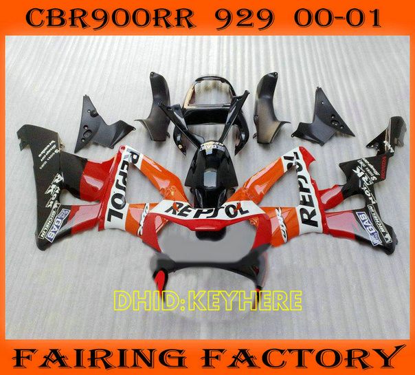 Repsol Custom Fairing för 2000 2001 Honda CBR900RR 929 Fireblade CBR 929RR 00 01 CBR 900RR Fairings