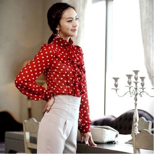 red and white blouse