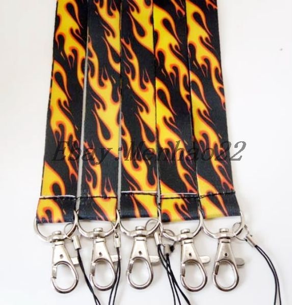 100 Stück Feuer Flamme Mode Lanyard MP3 PDA Handykette Umhängebänder Charms Geschenk