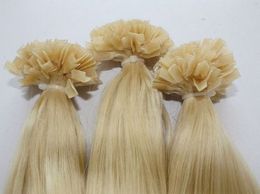 grade 5A-1g /s 100g/pack Brazilian remy Italian keratin flat tip hair extensions 16"-24" 60# platinum blonde dhl free shipping