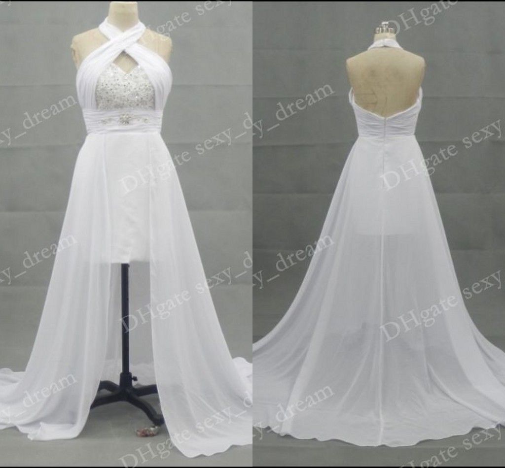 white halter high low dress