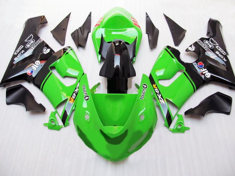 Green/Black Moto Abs Fairings Kit för 2005 2006 Kawasaki Ninja ZX6R 05 06 ZX 6R Aftermarket Fairing