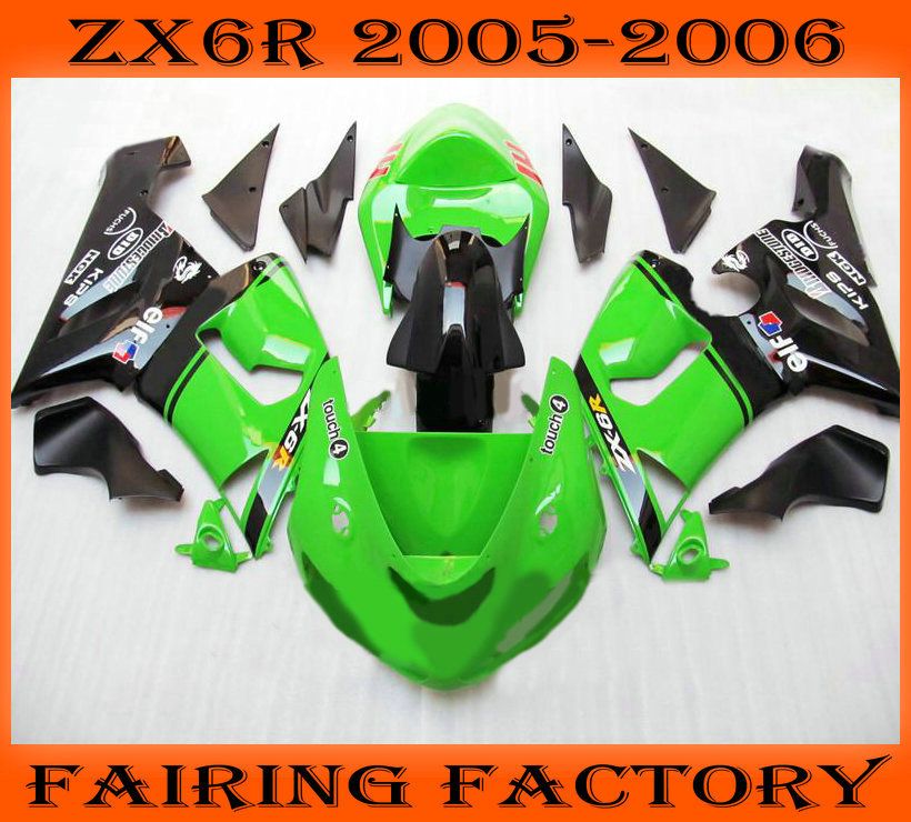 Zestaw Green/Black Moto Abs Fairings dla 2005 2006 Kawasaki Ninja ZX6R 05 06 ZX 6R Równościennik