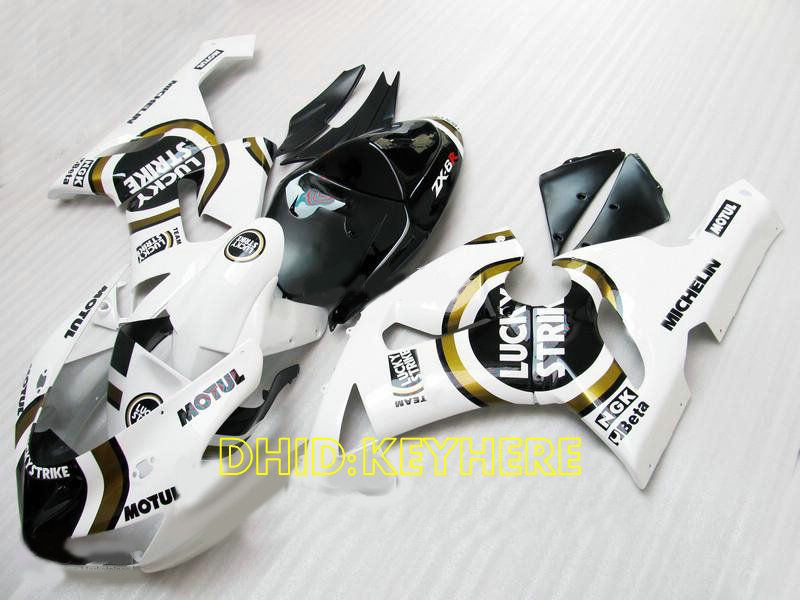 Kit carene bianco Lucky strike carenatura aftermarket KAWASAKI Ninja ZX6R 2005 2006 05 06 ZX 6R