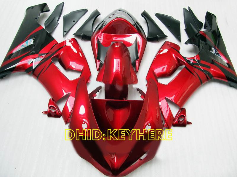 Kit de carenados de moto Black flame RED para KAWASAKI Ninja ZX6R 05 06 ZX 6R 2005 2006 carenado del mercado de accesorios