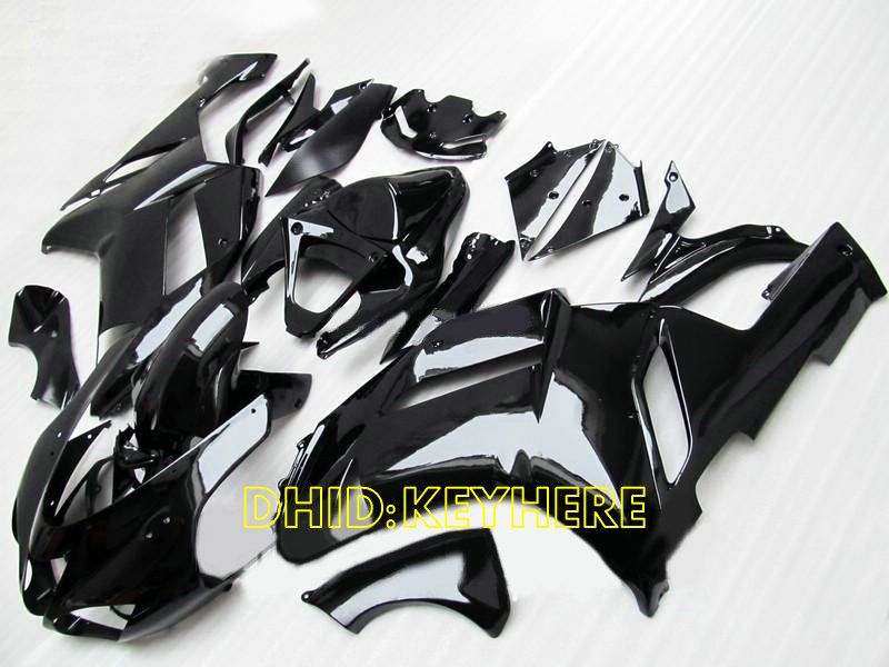 All Black Motorcycle ABS Fairing för Kawasaki Ninja ZX6R 07 08 ZX 6R 2007 2008 Custom Race BodyKit309V