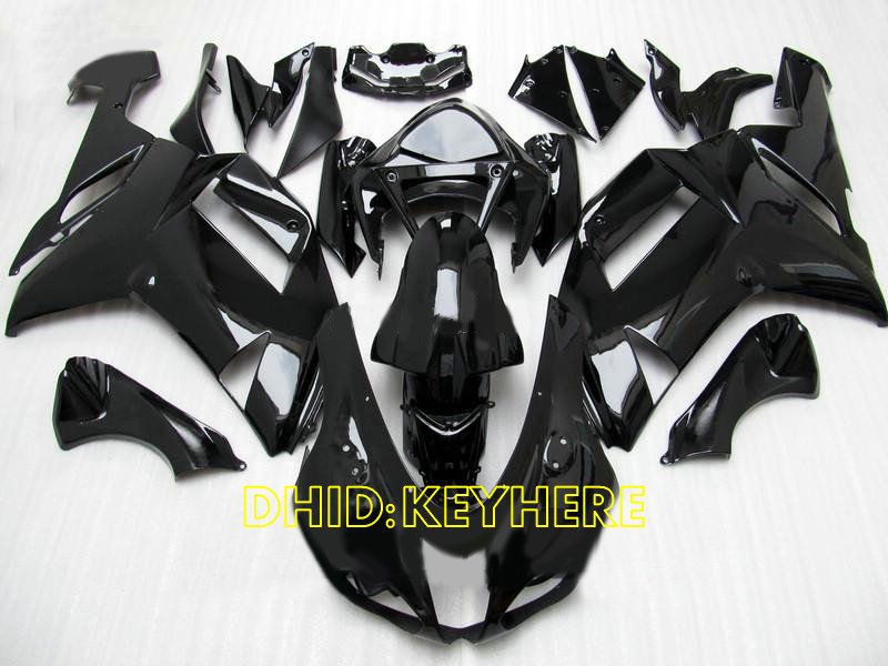 All Black Motorcycle ABS Fairing dla Kawasaki Ninja ZX6R 07 08 ZX 6R 2007 2008 Custom Race Bodykit309v