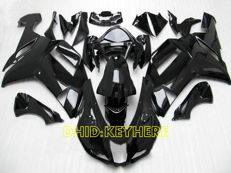 All Black Motorcycle ABS Fairing för Kawasaki Ninja ZX6R 07 08 ZX 6R 2007 2008 Custom Race BodyKit309V