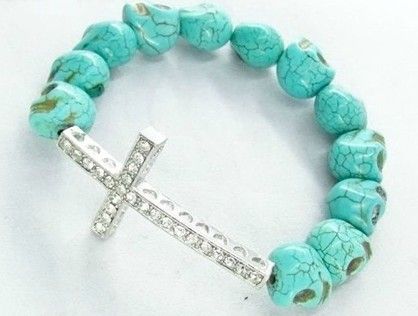 50pcs* Skull Beads Side ways Cross Bracelets Sideways Cross Bracelet Pick Color