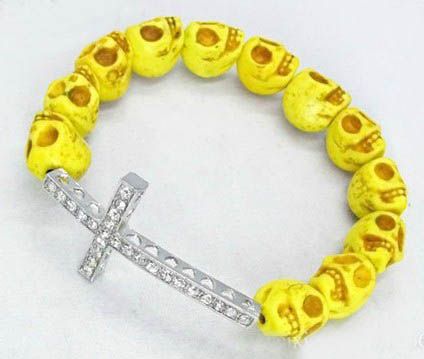 50 pezzi * Perline teschio Braccialetti incrociati laterali Braccialetti incrociati laterali Scegli il colore