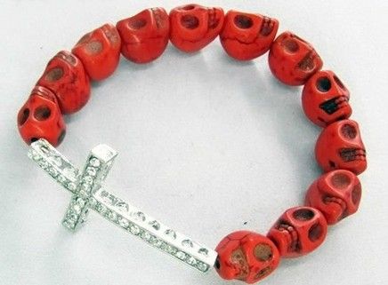 50 Stück* Totenkopf-Perlen, seitliche Kreuz-Armbänder, seitliche Kreuz-Armbänder, Farbe auswählen