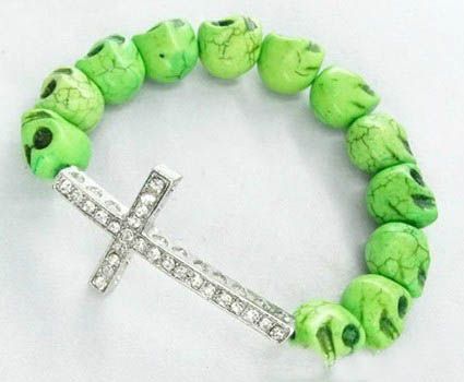 50pcs* Skull Beads Side ways Cross Bracelets Sideways Cross Bracelet Pick Color