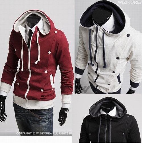 HOT Brand New Diagonal Zipper Mens Hoodies & Sweatshirts Jacket Coat ...