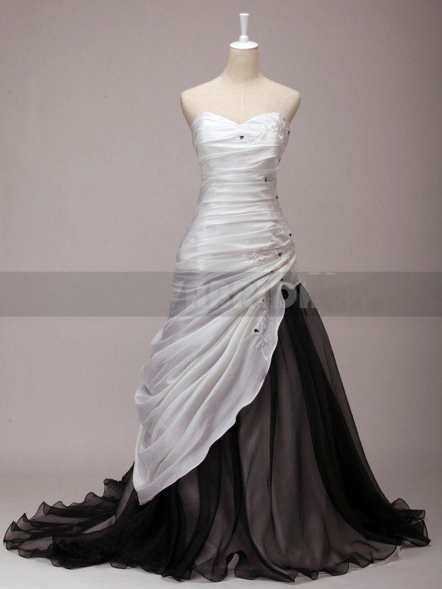 DiscountNewest Black And White Dress Sweetheart Chapel 