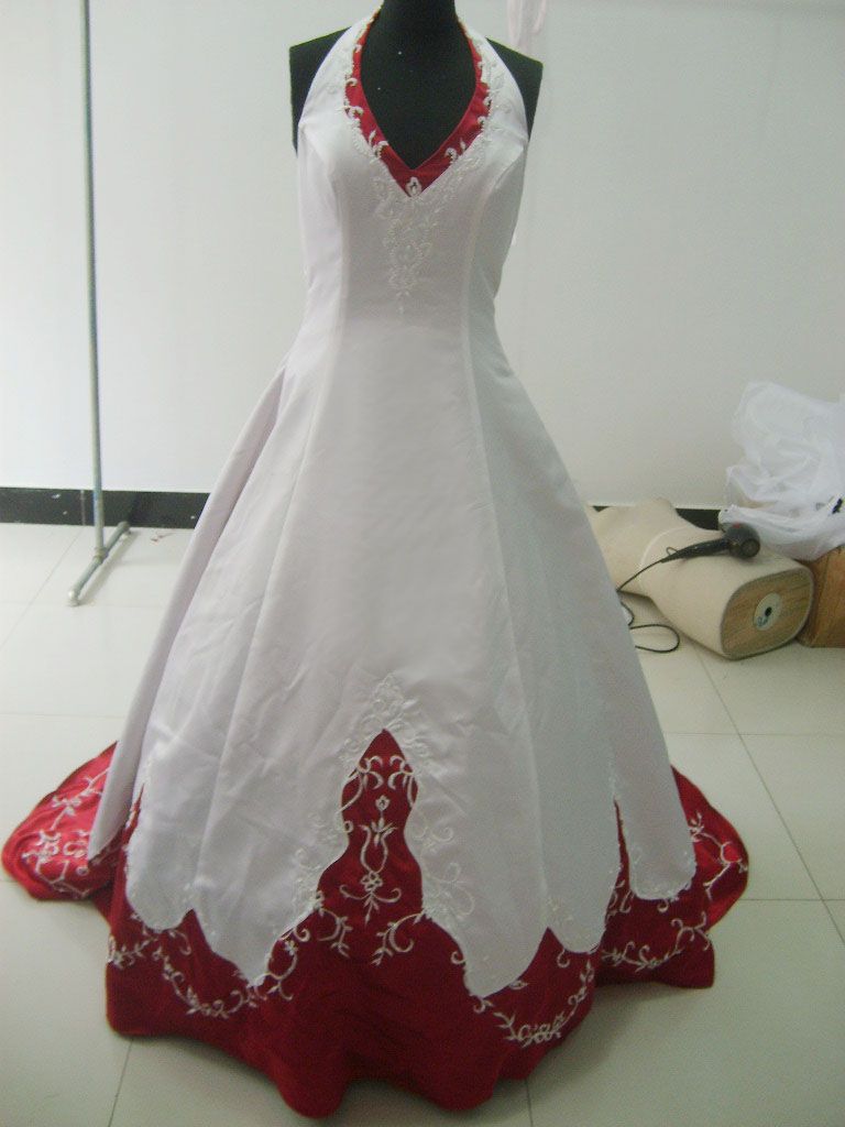 Discount White And Wine Red Wedding Gown Bridesmaid Dressesany Size