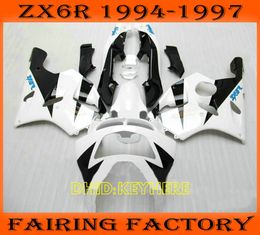 Carena da corsa ABS bianco nero per carene KAWASAKI Ninja ZX6R 1994 1995 1996 1997 ZX 6R 97 96 95 94