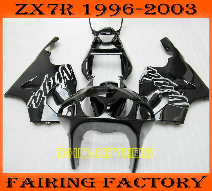 White/blk moto aftermarket fairing for KAWASAKI Ninja ZX7R 1996-2003 ZX 7R 96 97 98 99 00 01 02 03