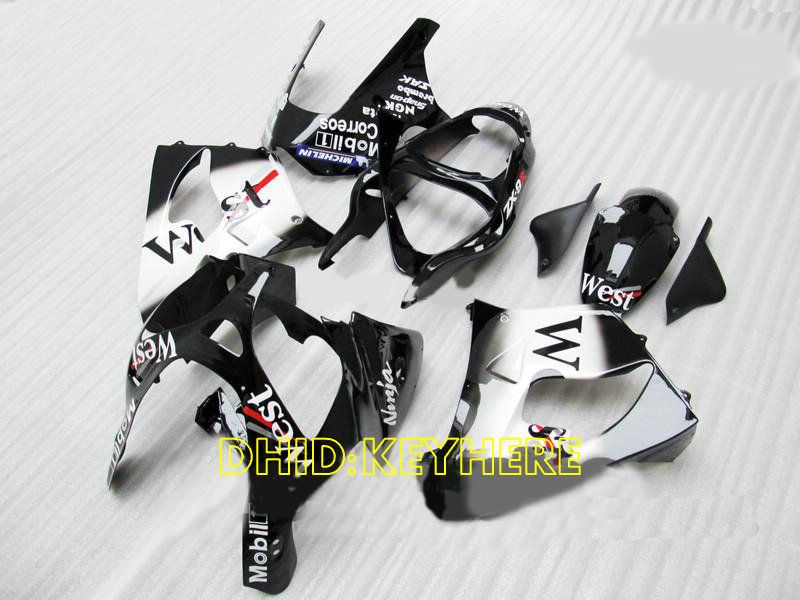 Carenagem personalizada de branco ocidental para KAWASAKI Ninja ZX9R 2000 2001 ZX 9R 01 00 carenagem de aftermarket de moto