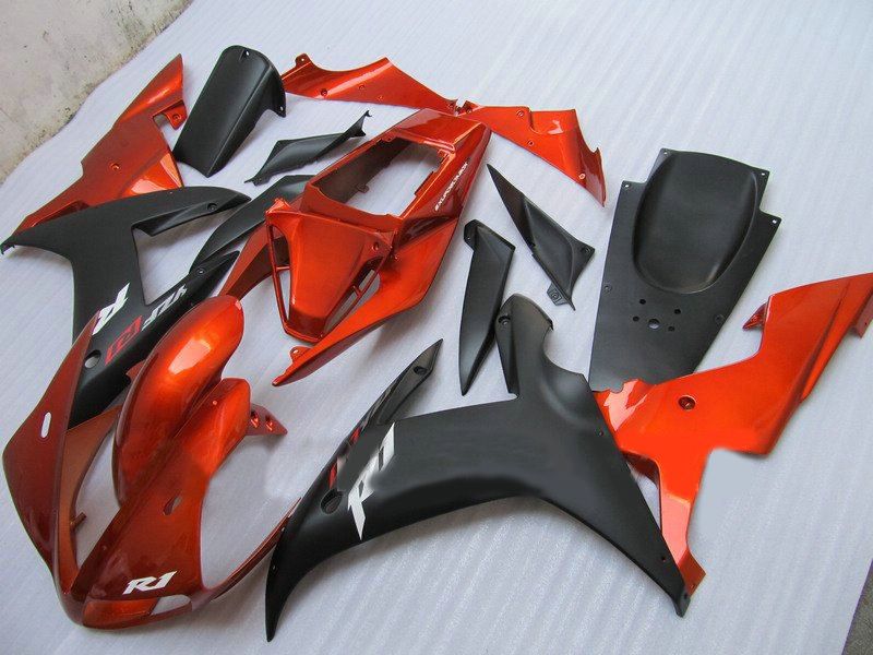 Oranje / zwart aangepaste ABS-bubbelbakken Set voor Yamaha YZFR1 02 03 YZF R1 2002 2003 Aftermarket Fairing