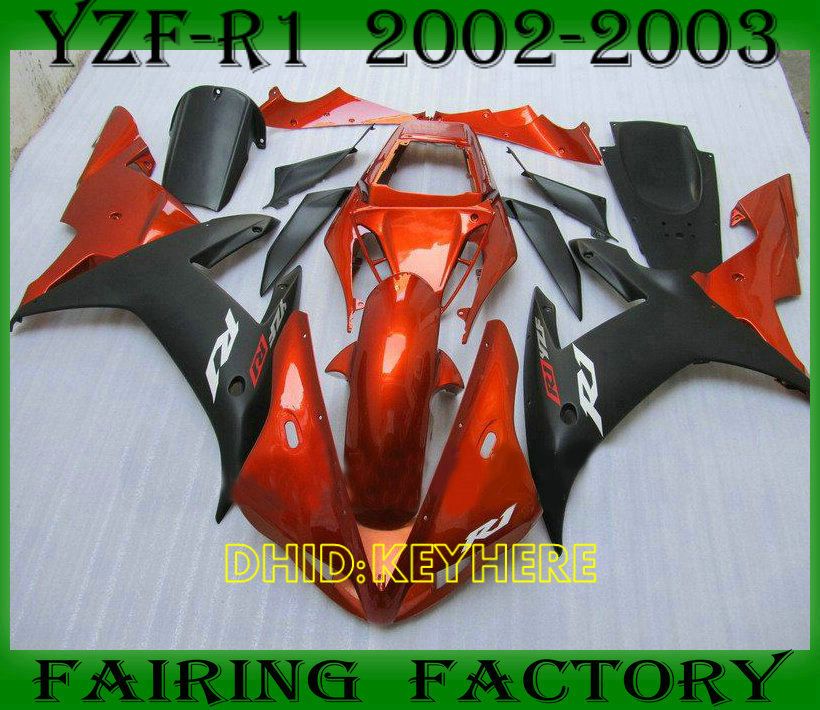 

Orange/black Custom ABS fairings set for YAMAHA YZFR1 02 03 YZF R1 2002 2003 aftermarket fairing, Same as picture