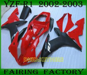 Röd / Blk Motorcykel Custom Race Fairings för YZFR1 02 03 YAMAHA YZF R1 2002 2003 Eftermarknadsfeoking