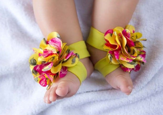 20 par = 40st topp baby slipper baby barfota sandaler fot blomma tjejer blomma skor