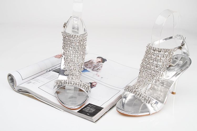 Sparkling High Heels Crystals Prom Evening Party Dress Lady Bridal