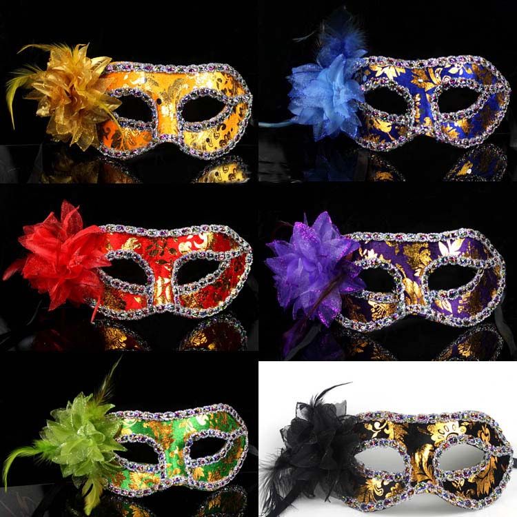 Luxo Máscara Masquerade Flor de lado casamento carnaval sustentar Meio Dia das Bruxas da cara do carnaval presente traje novidade EMS transporte livre